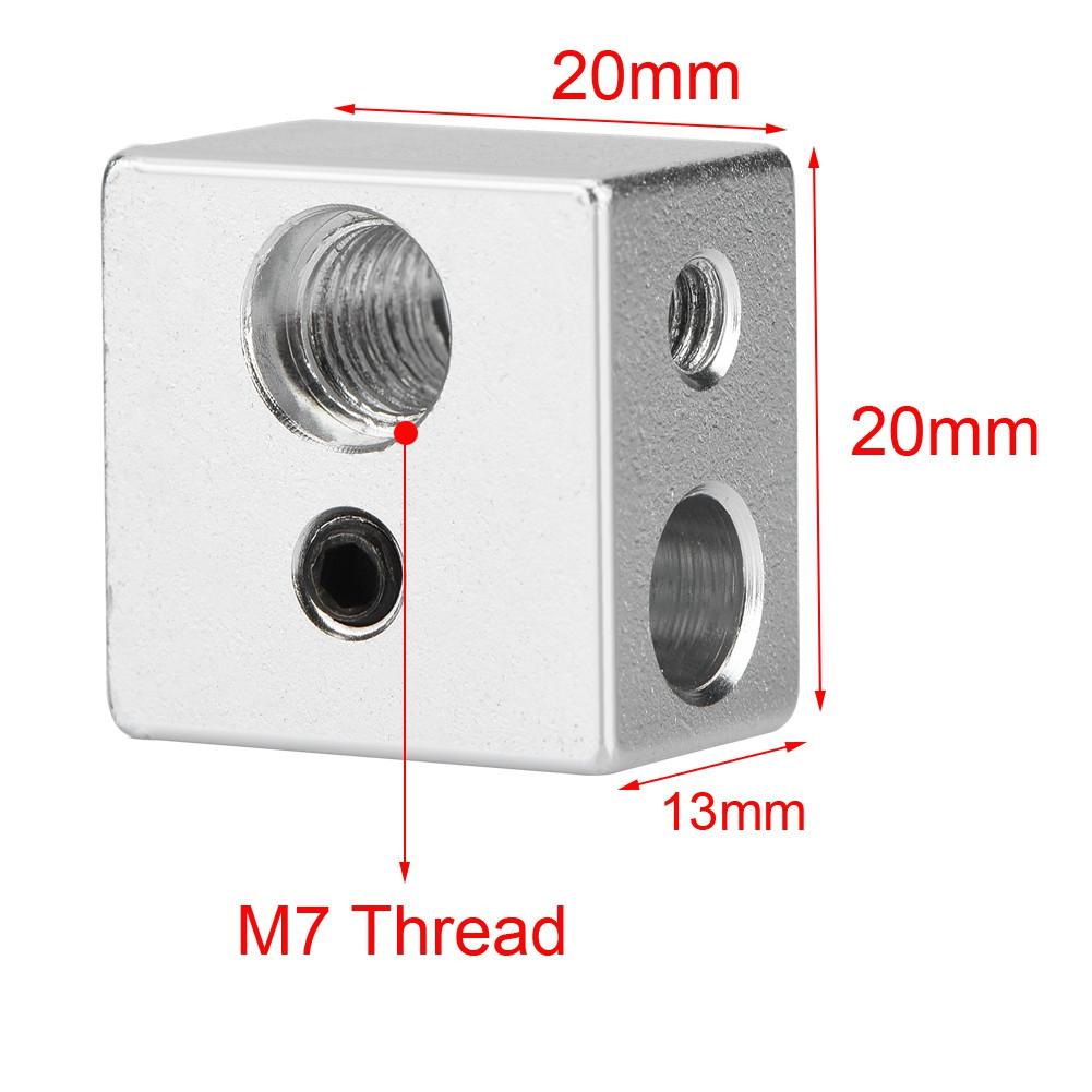20x20x13mm Aluminium MK10 Extruder Hotend Heizblock M7 Gewinde Heatbreak für 3D Drucker