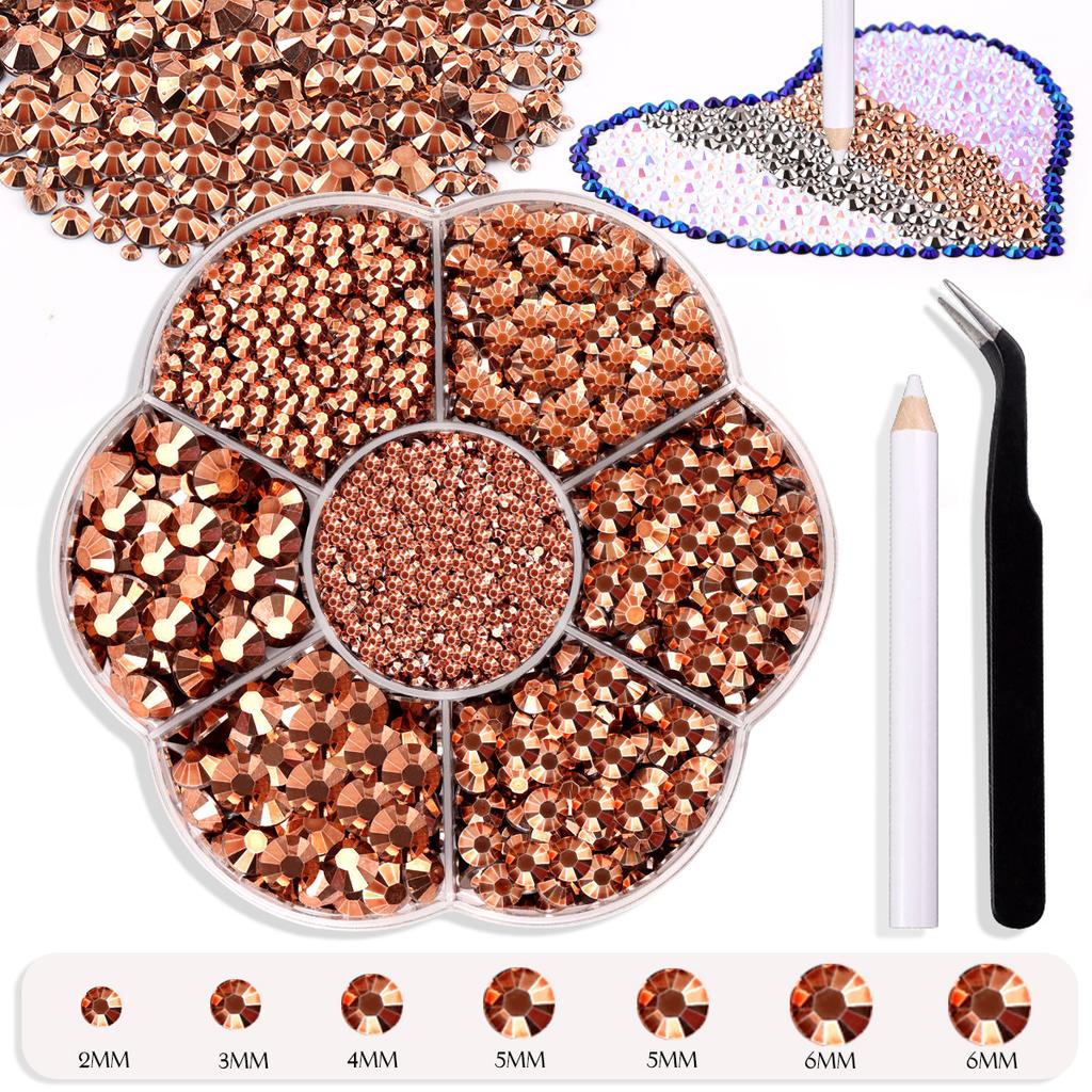 7 Grid Plum Blossom Boxed Resin Flat Bottom Nail Art Jewelry Jelly Diamond Violent Bear Ab Rhinestone Diy Clothing Diamond Sticker