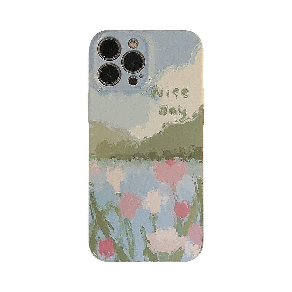 Ins Oil Painting Style 15pro Max Suitable for Iphone13 IPhone Case 11 Premium 12 Film 14 Fresh