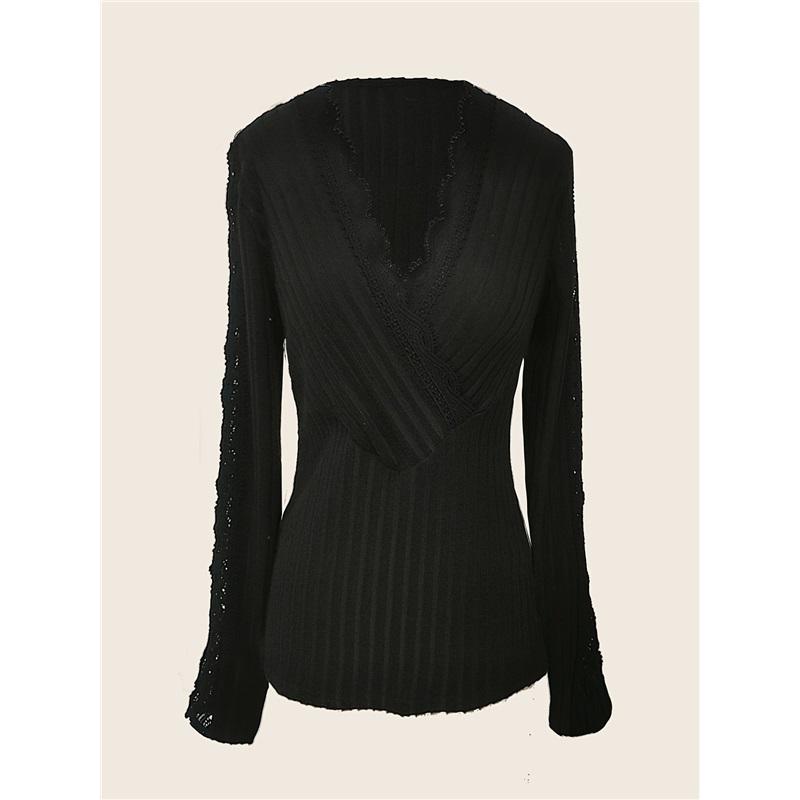 Μόδα Δαντελέ Μανίκι Στενή Γυναικεία Μπλούζα Σέξι