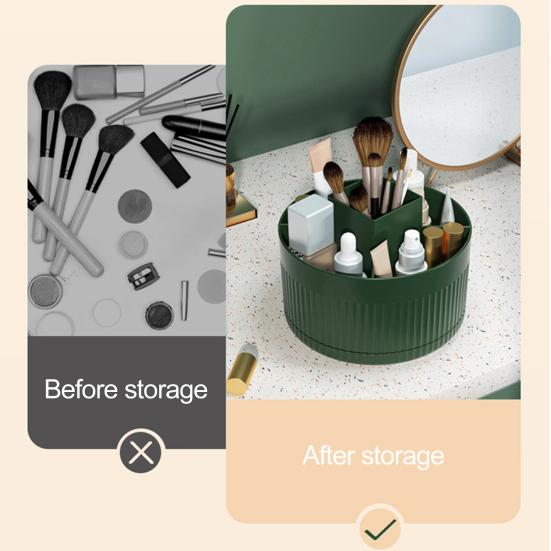 Countertop Cosmetic Storage Box 360 Degree Turntable Large Capacity 5 Compartments Multifunctional Makeup Brush Lipstick Organizer Holder Container