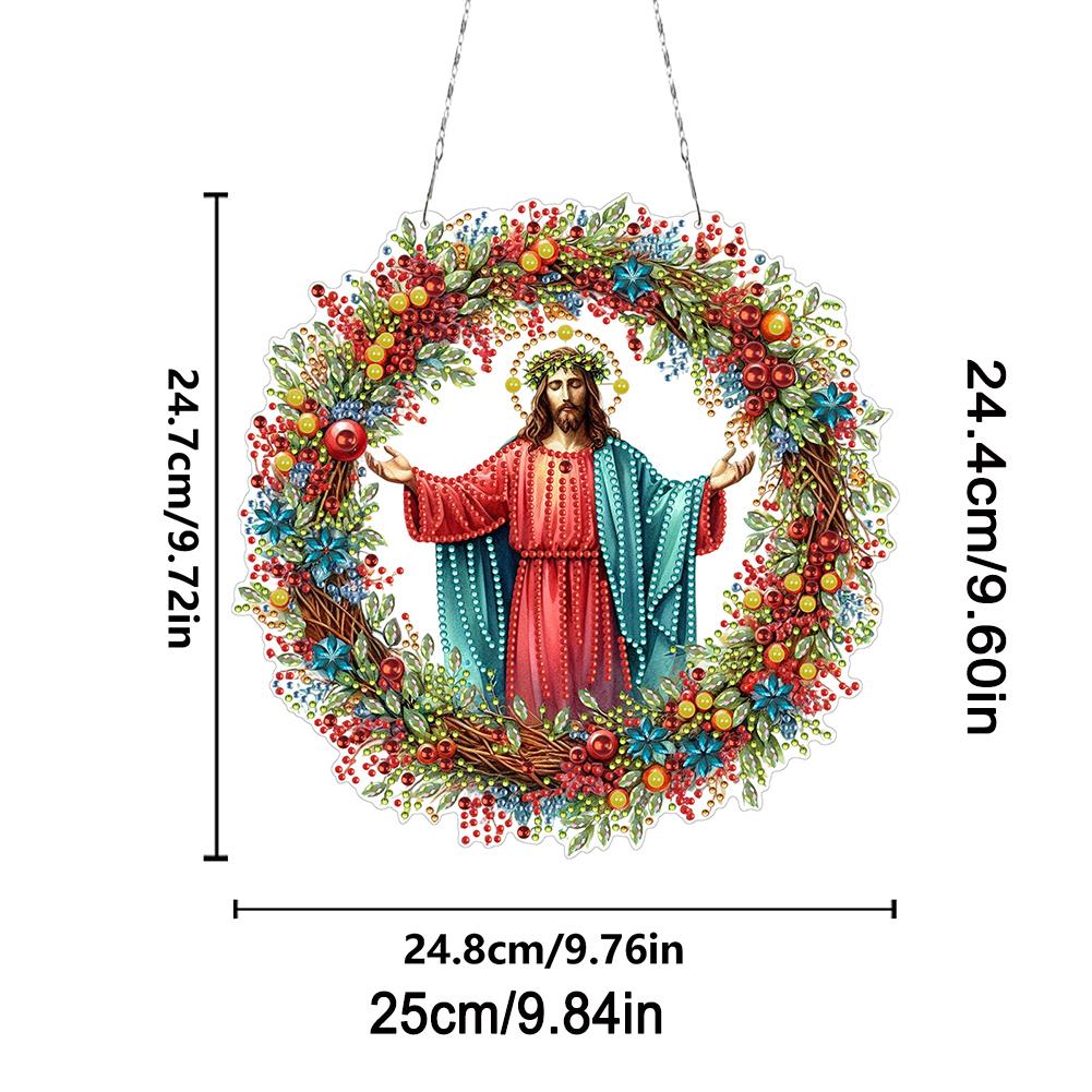 Acryl Spezialform Jesus Glaube Strass Diamant Kunst Anhänger Diamantmalerei Hängeanhänger für Garten Fenster Dekoration