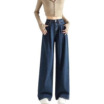 TonLion Women's Pleated Casual Denim Wide-Leg Pants