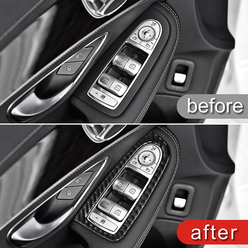 For Mercedes Benz C Class W205 GLC X253 LHD Car Door Armrest Glass Lift Panel Frame Decoration Sticker Trim Interior Accessories