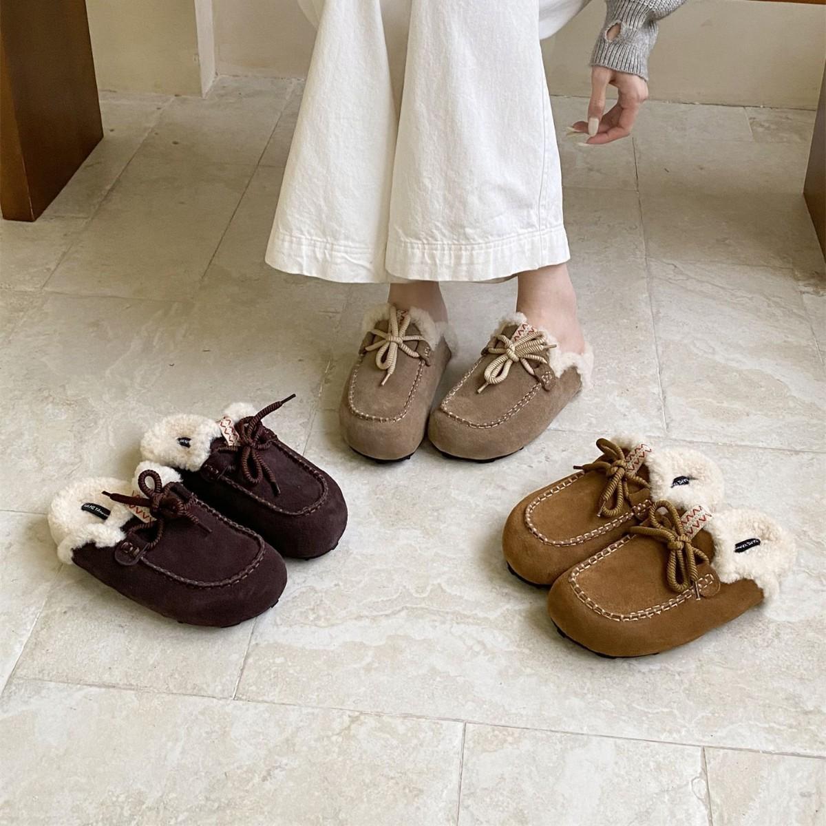 

2025 осенняя модная сумка голова матовая кожа бант шнуровка утолщенный пух верхняя одежда для поездок на работу женская обувь 40