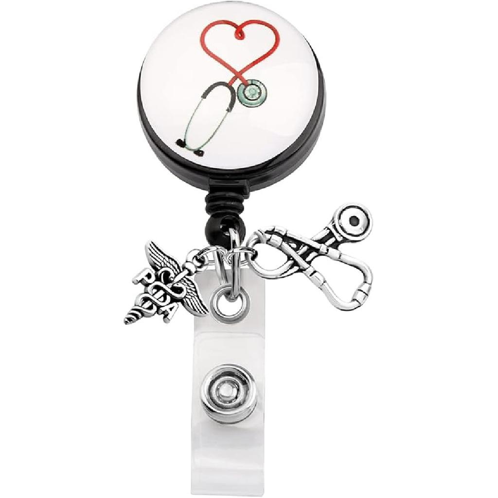 FEELMEM PA Medical Stethoscope Retractable Badge Holder Reel Clip Physician Assistant Gift Medical Student Gift Nurse Gift