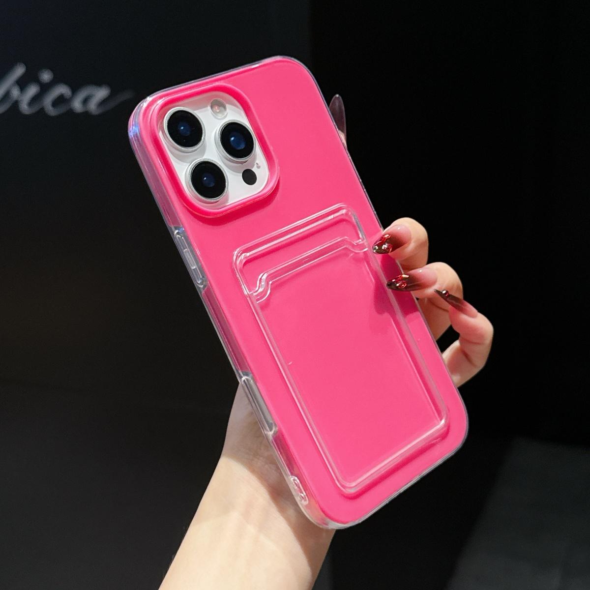 2 In 1 Card Holder Slot Wallet Photo Pocket Clear Candy Case For For Iphone 16 15 14 Plus 13 12 11 Pro Max TPU+PC Shockproof Cover iPhone 13 Pro