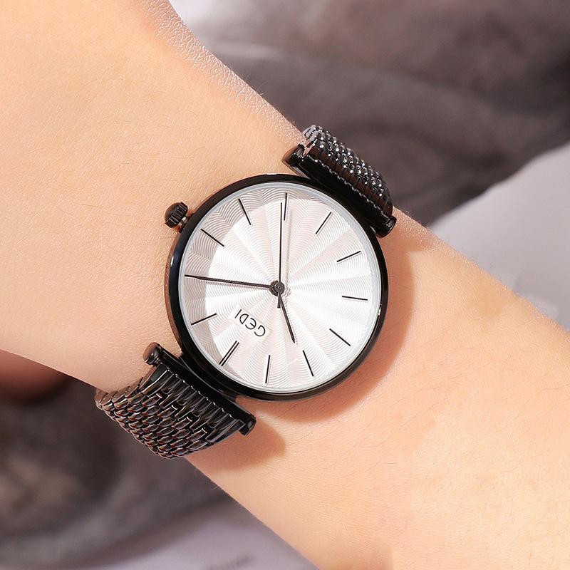 Ladies' Leisure Steel Belt Quartz Pointer Student