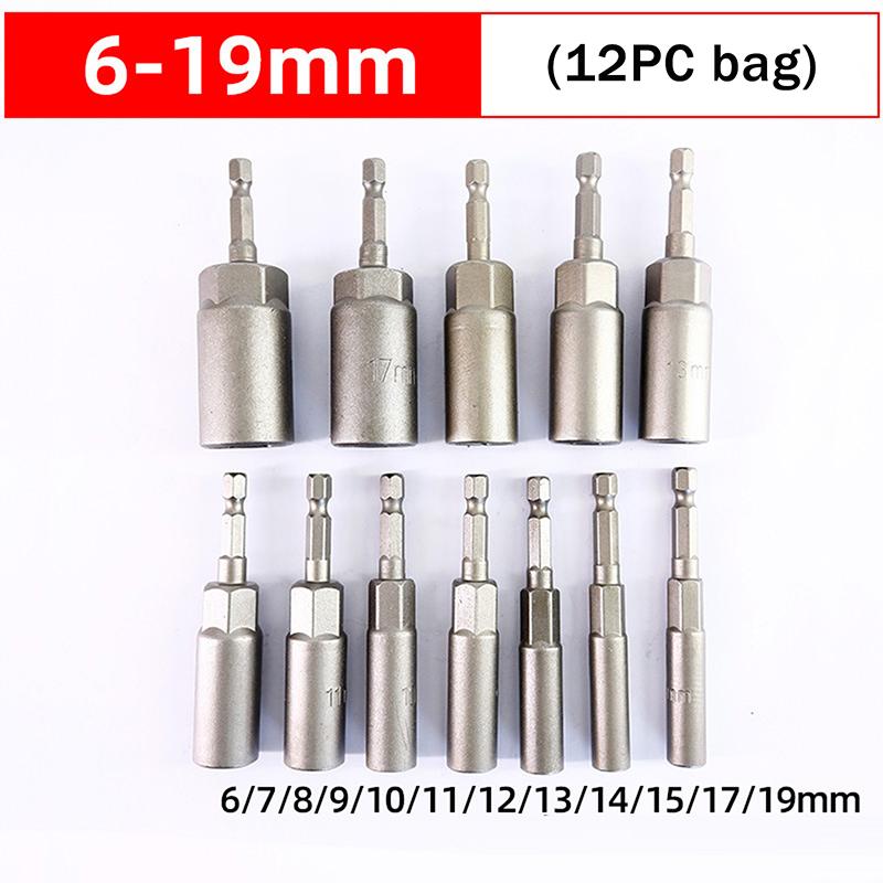 5.5-19Mm Electric Nut Driver Drill Bit Set Impact Socket Adapter Hexagonal Screwdriver Bit Nut Wrench Power Tool Accessories