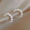 2026 New Korea Trendy Charm Pearl Beaded Ear Cuff Clip Earring for Women Fake Piercing Bone C-shaped Jewelry Accessory Wholesale