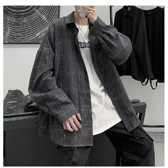 Long Sleeved Shirt, Men'S Summer New Trend, Teenage Shirt, Hong Kong Style, Japanese Style, Loose Plus Inch Shirt Jacket