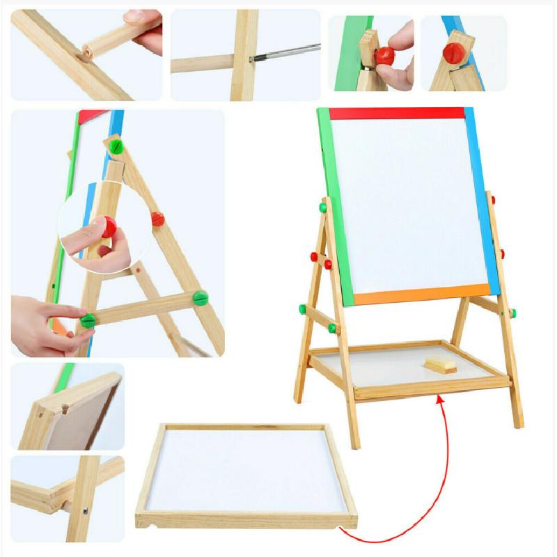 Wooden Kid Art Easel Double Sided Blackboard Magnetic Surface Multi Functional