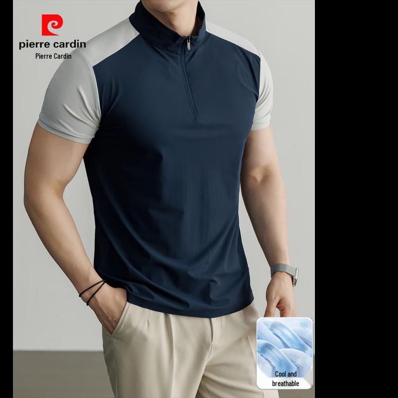 

Pierre Cardin Men s Half-Zip Colorblock Short Sleeve T-Shirt L