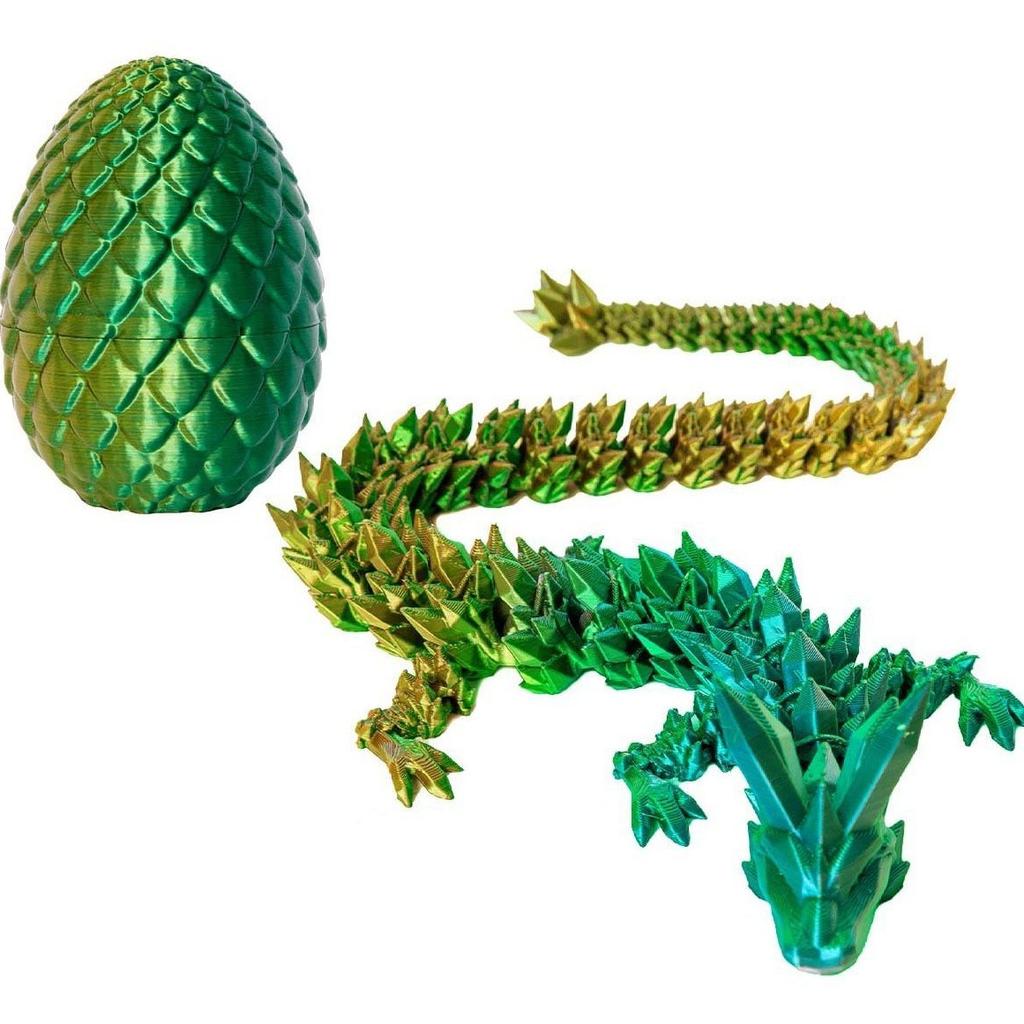 3D Printed Dragon Egg with Dragon Full Articulated Dragon Modle Movable Rotatable Articulated Desktop Ornament Kid Toy