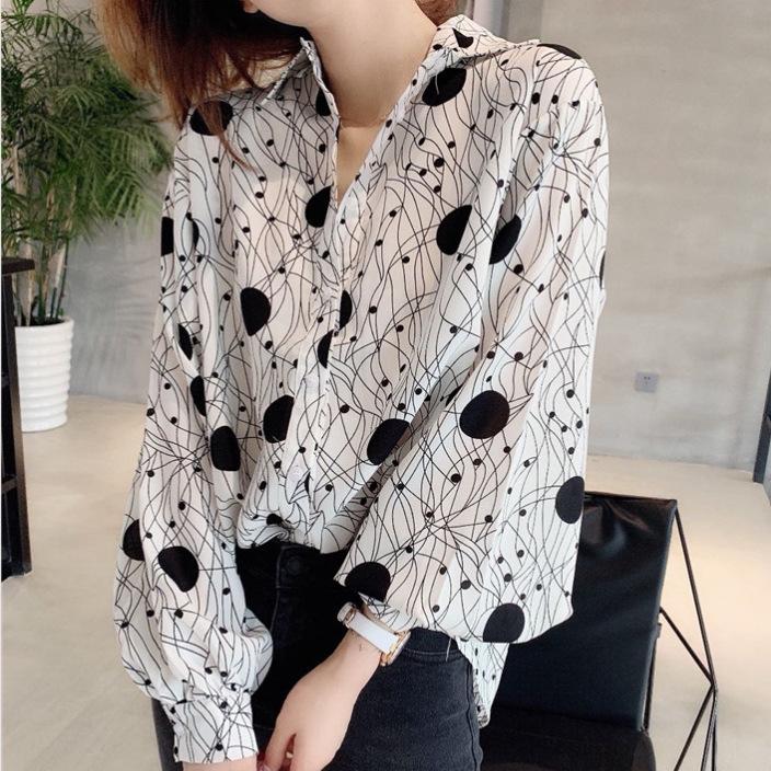 

Женская блузка в стиле ретро Гонконг - Коллекция весна/осень 2025, Свободный крой, Рубашка в стиле кэжуал M