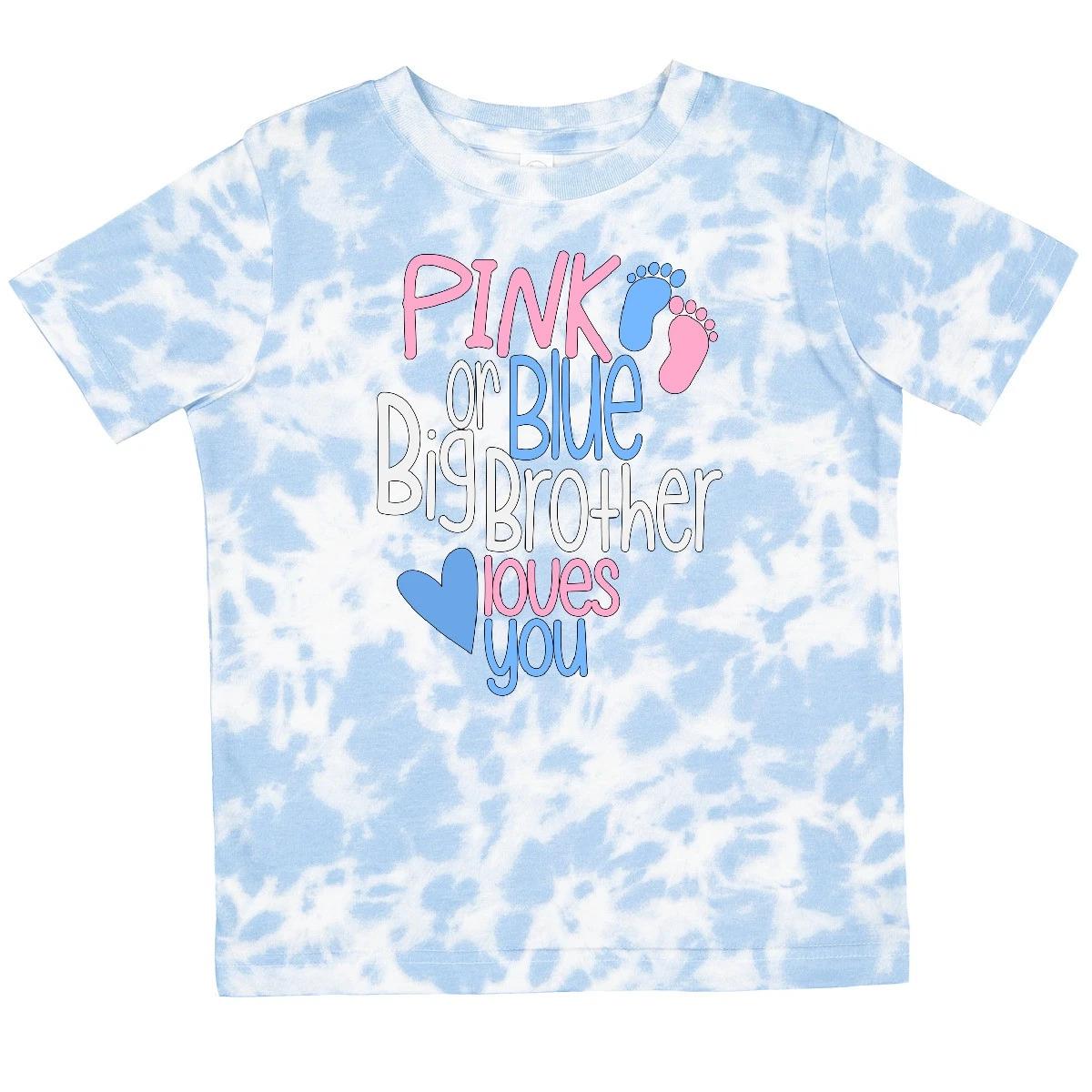 Inktastic Pink Or Blue, Big Brother Loves You Footprints And Toddler kids boys T-Shirt Bro 150