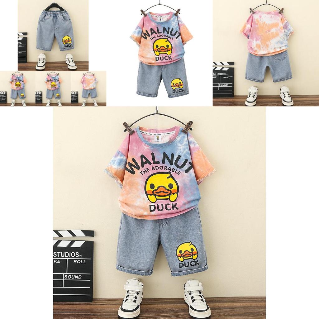 Trendy Little Yellow Duck Boys Summer Outfit Set For Stylish Kids Aged 3 To 8