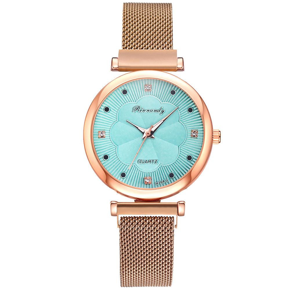 5Pcs/set Women's Simple Mesh Belt Magnet Quartz Watch + Bracelet Set Quartz Watch