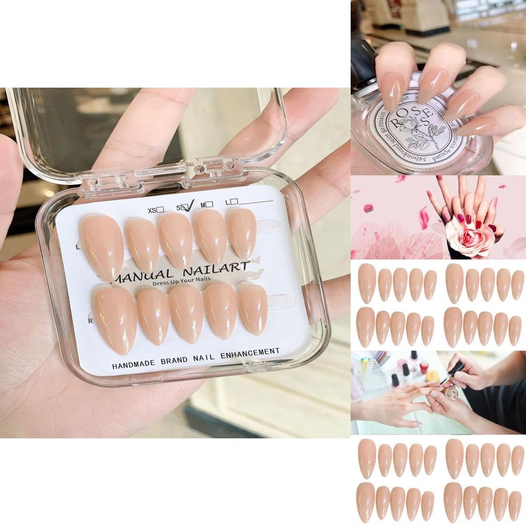 Chinese National Brand Almond-shaped Nail Stickers Pure Color Ice Transparent Design