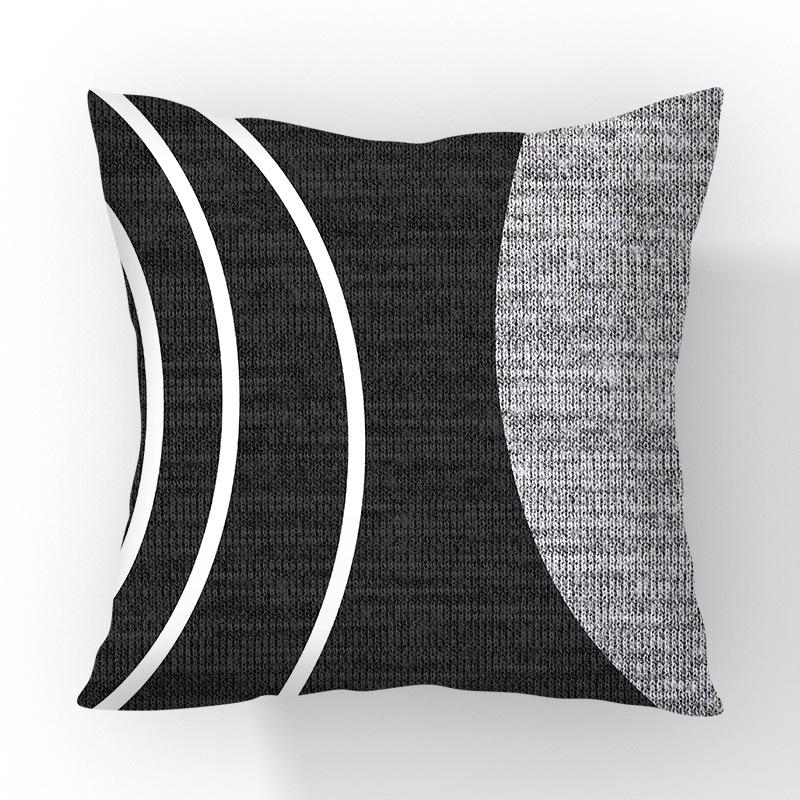 New Contrasting Color Pillow Geometric Pattern Stitching Black Pillow Case Living Room Sofa Cushion Car Pillow Case