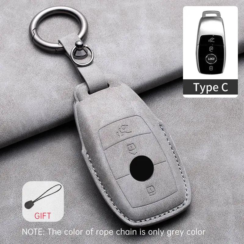 Leder Autoschlüssel Hülle Abdeckung Halter Schlüsselanhänger Fob für Mercedes Benz E-Klasse C-Klasse S-Klasse GLC E200 E400 E63 W213 S550 S560