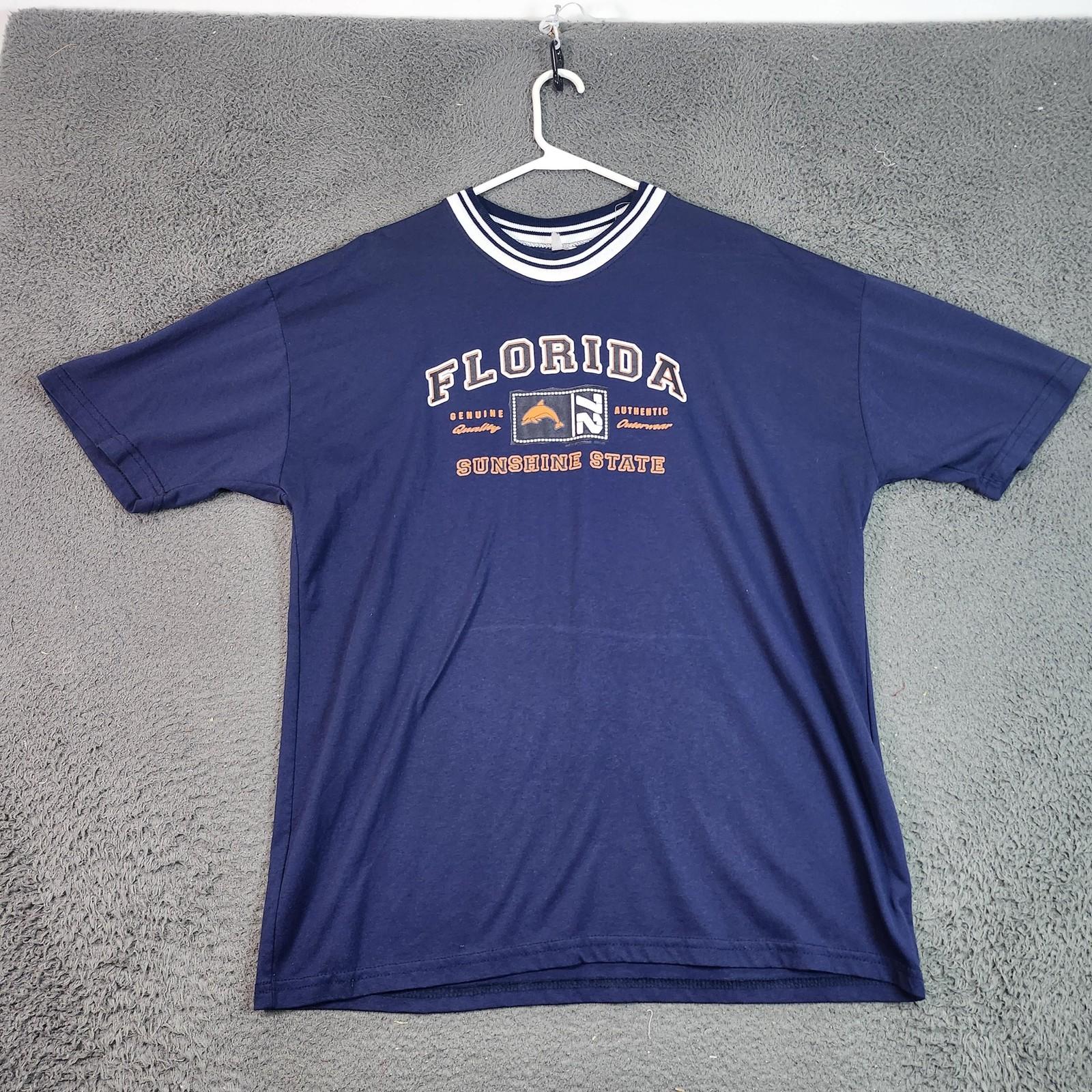 Florida Sunshine State Shirt Mens 2XL Blue Ringer Travel Souvenir Graphic Tee Unisex T-Shirt L