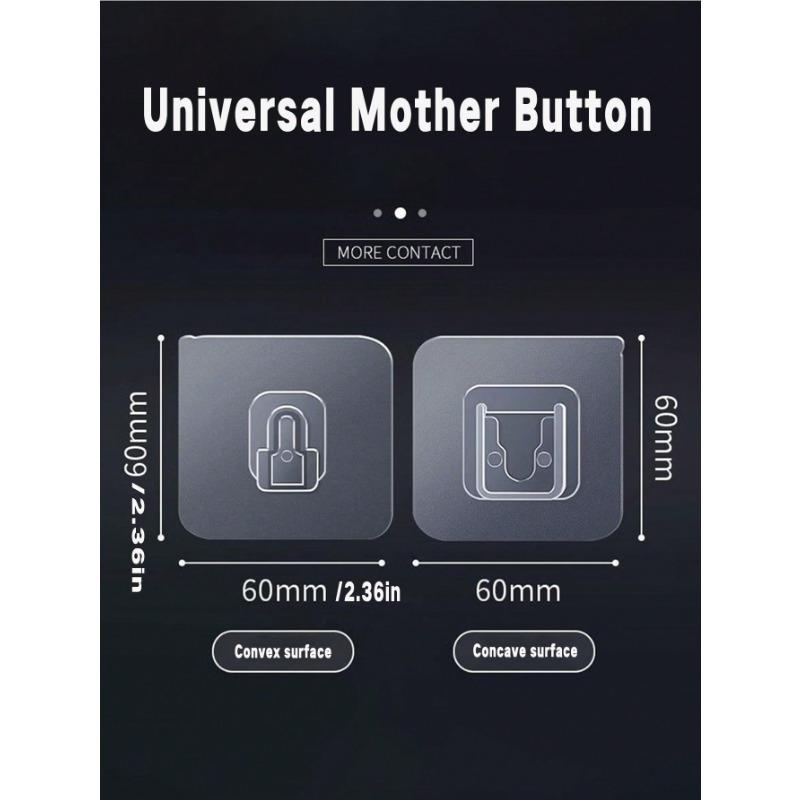 5 Pairs Clear Wall Hook, Adhesive Power Strip Rack For Household Transparent Strong Perforation-Free Storage Box Tissue Box Storage Shelf Clip Patch