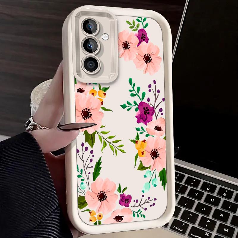 Romantic Flower Print Case for Samsung Galaxy S25 Ultra Plus S24 S23 S22 S21 S20 FE A73 A72 A71 A56 A55 A54 5G A52 A52S 4G Cover