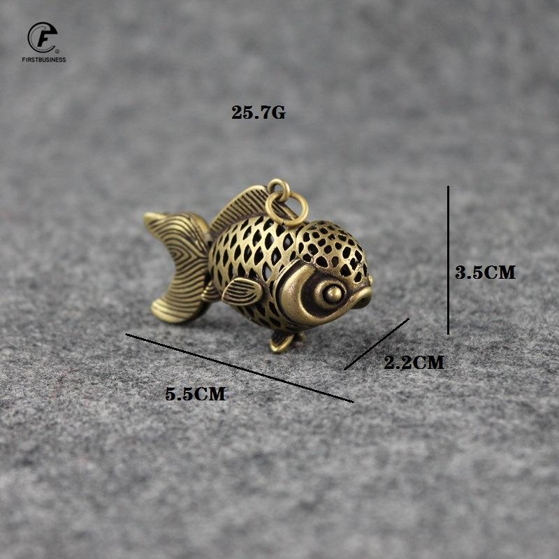 Pure Copper Goldfish Small Ornaments Home Decor Accesories Brass Hollow Head Movable Tail Pendant for Key Chain Desk Decorations
