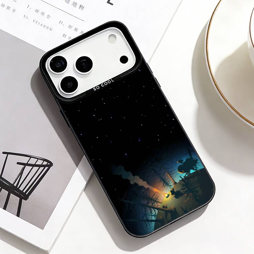 Outer W-Wilds Phone Case For iPhone17,16,15,14,13,12,11 Plus,Pro Max Black Border Silver  Plated Cover iPhone14Plus