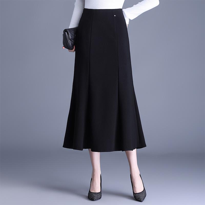 Drapey Fishtail High-Waisted Black Skirt - Slimming, Hip-Hugging, Elegant (2026 Spring) Triple Extra Large чёрный
