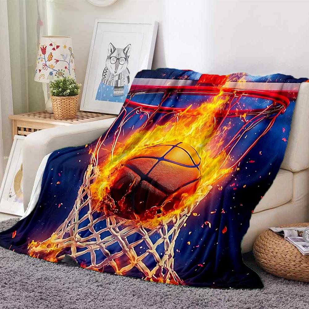 

1pc Basketball Fire Blanket, Lightweight Flannel Blanket for Sofa, Bed, Travel, Camping, Living Room, Office,032 130cmx150cm