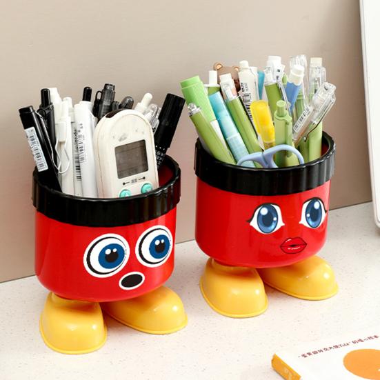 Simpatico Portapenne Cartone Animato con Piedini Grande Capacità Tondo Organizzatore da Scrivania per Materiale Scolastico e da Ufficio Scatola Decorativa Portaoggetti da Scrivania