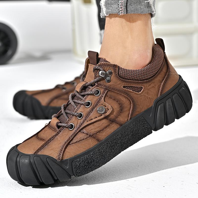 All-match Mens Casual Sneakers Antiskid Male Treking Footwear Vintage Mountaineering Shoes Outdoor Men's Genuine Leather Shoes
