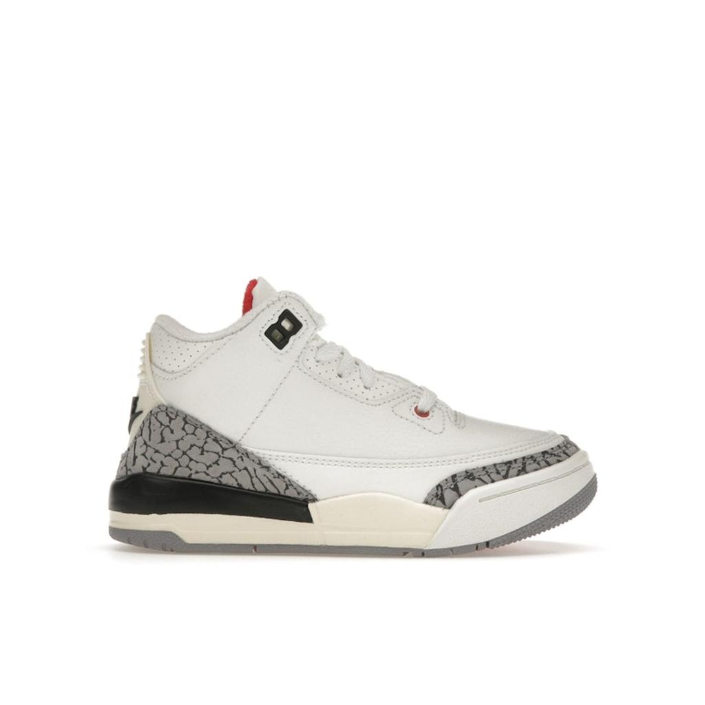 Air Jordan 3 Retro PS White Cement Reimagined Kids Sneakers Summit-White Fire-Red Black DM0966-100