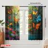 2pcs,2D Plane Printing Light Filtering Curtains Butterfly Paradise 100% Polyester (without Rod) Festive for Bedroom Living Room
