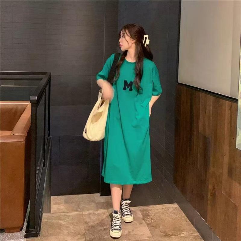 Women's Fashion Summer Spring 1/2 Sleeves O-Neck Loose Waistline Casual Dresses