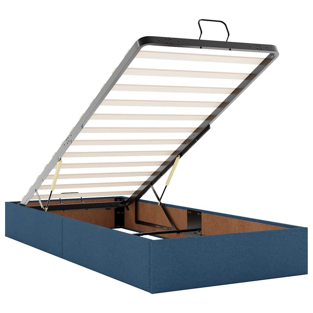 Ottoman Bed without Mattress Blue 90x200 cm Fabric