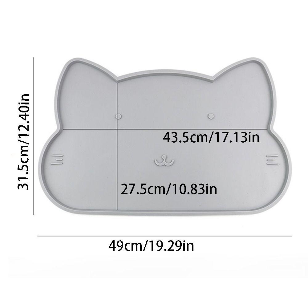 Silicone Pet Feeder Mats Cat-shaped Cat Placemat Portable Pet Bowl Mat Kitten Feeding