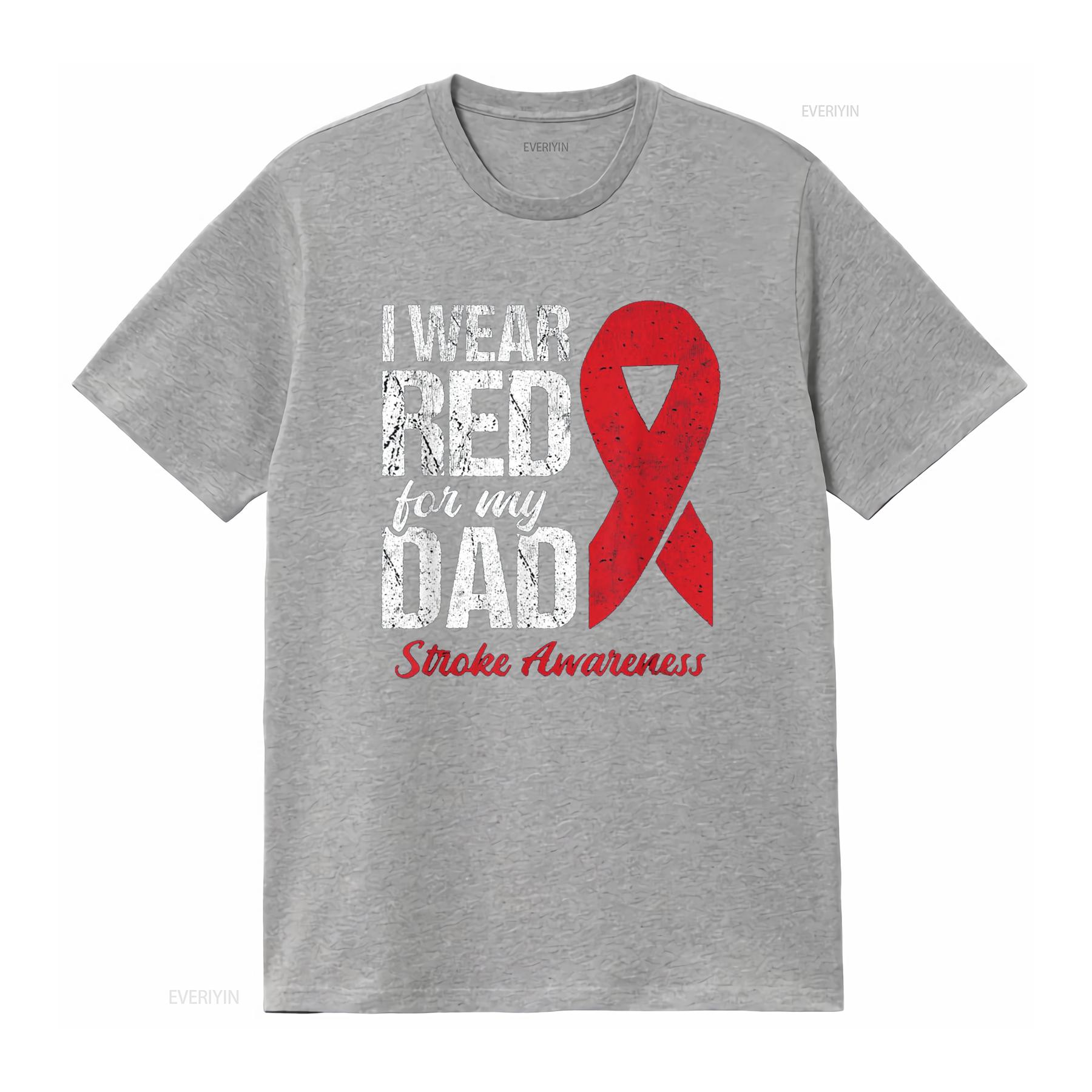 I Wear Red For My Dad Stroke Survivor T Shirt vintage Washed Stretched streetwear Versatile Soft Unisex Stylish Casual homme S