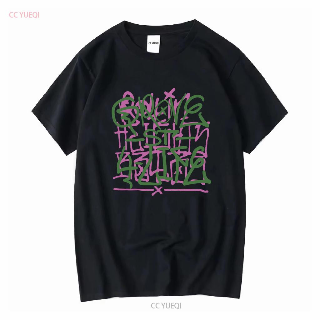 Grove Street Graffiti T-shirt in Cotone Pesante vintage Lavata Traspirante Elasticizzata Casual grafica Leggermente Morbida moda streetwear