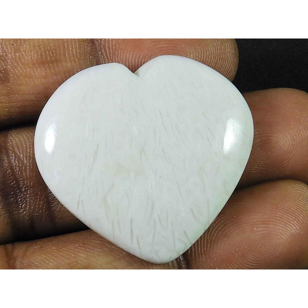 54Cts. 100% Natural Scolecite Designer Heart Crytsal Loose Gemstone 34X34MM SK-1856