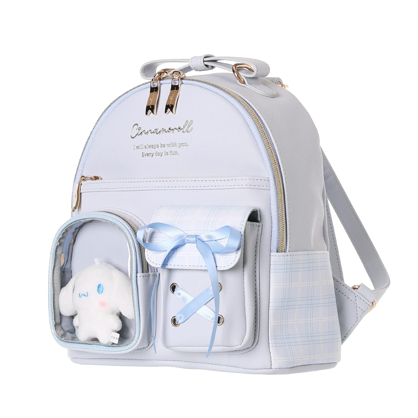 Sanrio Characters Mini Daypack Checkered Pattern Synthetic Leather 26cm High x 22cm Wide x 13cm Deep Adjustable Shoulder Strap Cinnamoroll 12270₽