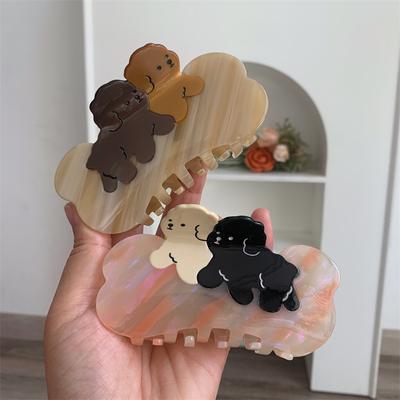 1pc  Cute and Creative Design: Double Koalas Walking On Bones, Catching Large Long Hair Shark Clip, New Hair Clip