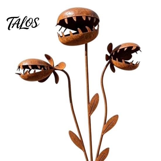 Rusty Garden Stake Carnivorous Plant Stake, Metal Venus Flytrap Sculpture, Sculpture Monstrous Ornament for Yard Flower Bed Lawn Rust-colored Decor