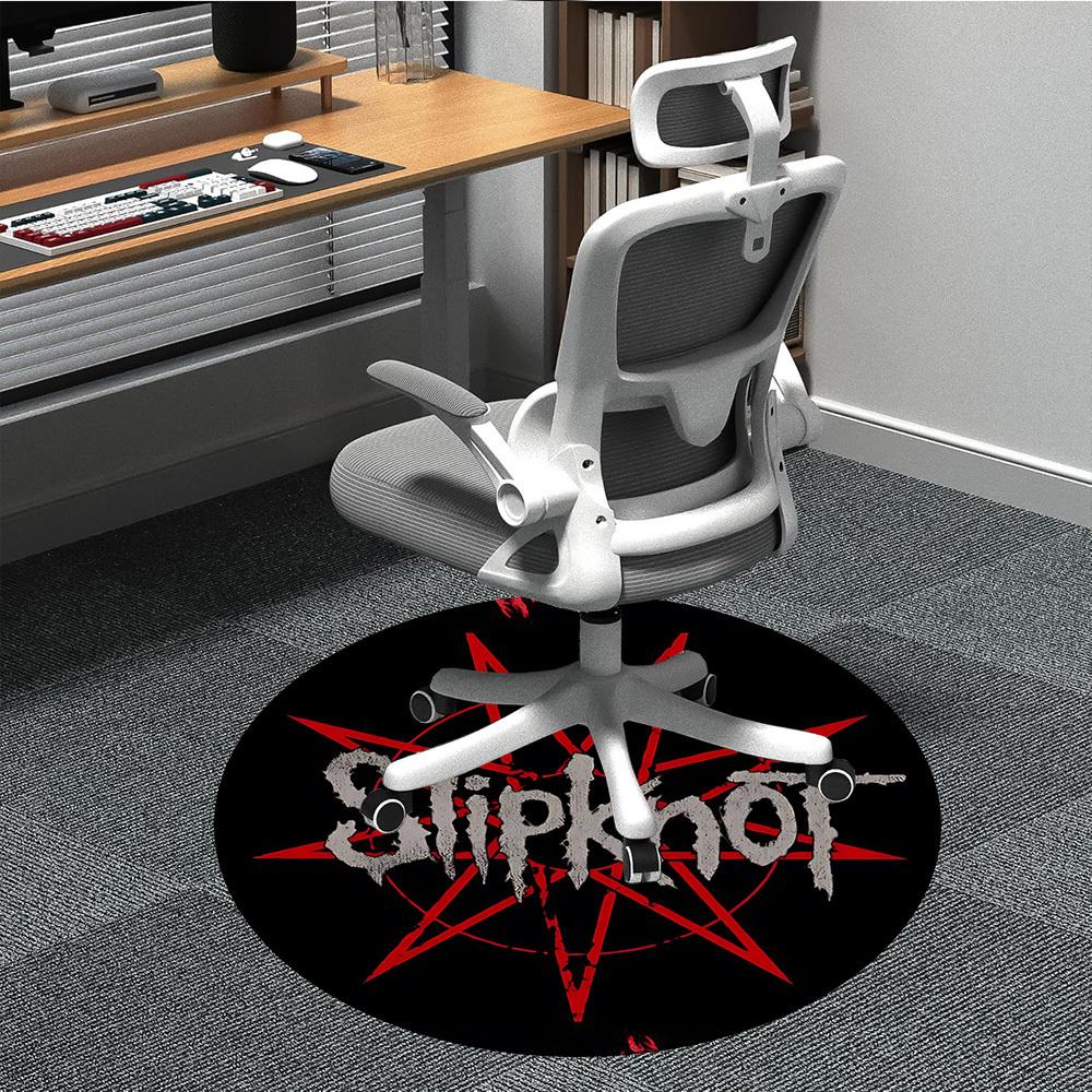 

1 шт. Круглый коврик с логотипом группы Slipknot для офиса, Нескользящий, Мягкий и прочный офисный коврик для декора интерьера, Идеально подходит для офиса yy250915077 80cm by 80cm