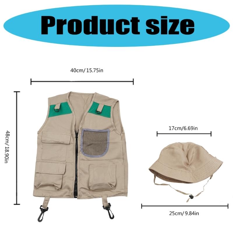 Utomhusutforskarset för barn Utklädnad & Låtsaslek Kostymer Tvättbar Barnsafari-väst Safarhatt för Pojkar Flickor