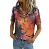Women's Casual Short Sleeve Button Down Shirt with Pocket for Independence Day