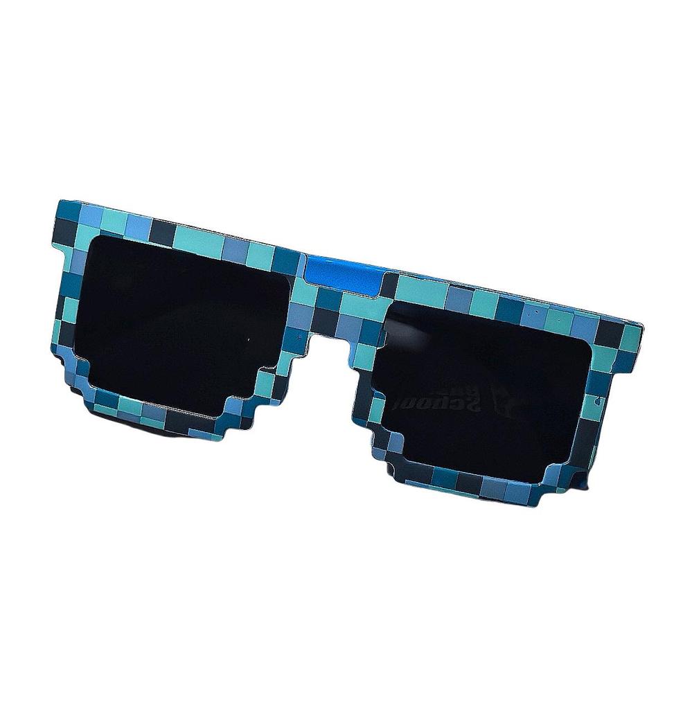 Pixelated Square Mosaic Anime-Style Sunglasses - Trendy Rectangular Frames