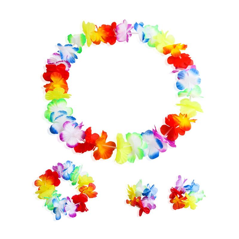 

4 шт./компл. гавайские искусственные цветы леи ожерелье гирлянда повязка на голову свадьба день рождения пляж тропическая вечеринка украшение A9
